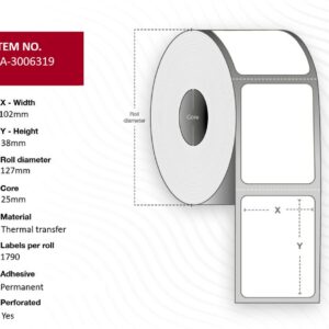 Label 102 x 38mm, Core 25mm,