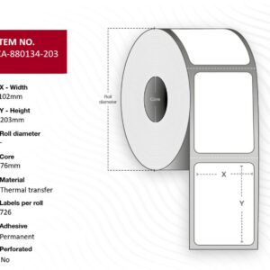 Label 102 x 203mm, Core 76mm.