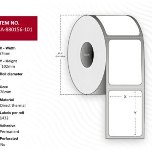 Label 57 x 102mm, Core 76mm,
