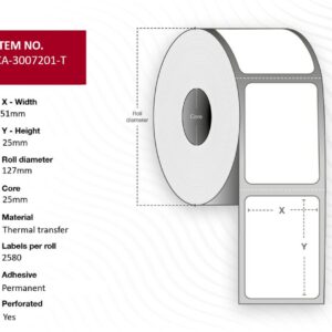Label 51 x 25mm, Core 25mm,