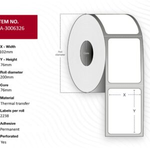 Label 102 x 76mm, Core 76mm,