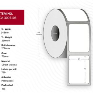 Label 148 x 210mm, Core 76mm,
