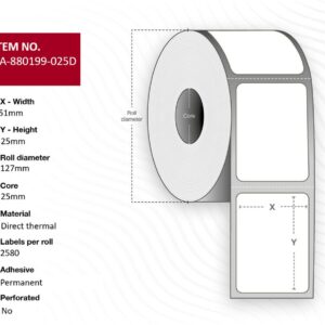 Label 51 x 25mm, Core 25mm,