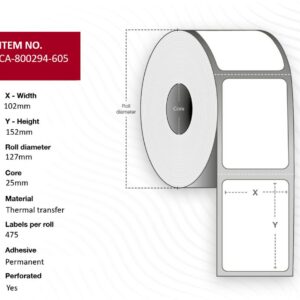 Label 102 x 152mm, Core 25mm,