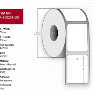 Label 76 x 25mm, Core 25mm,
