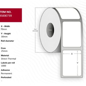 Label 70x30 - Core 25. White.