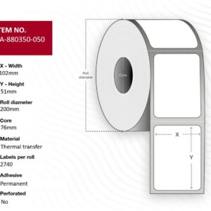 Label 102 x 51mm, Core 76mm,