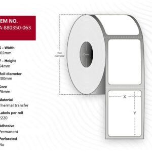 Label 102 x 64mm, Core 76mm,