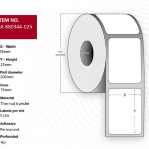 Label 76 x 25mm, Core 76mm,