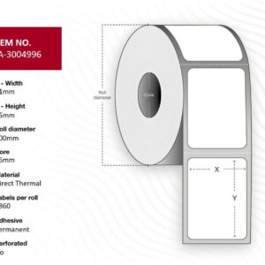 Label 51 x 25mm, Core 76mm,