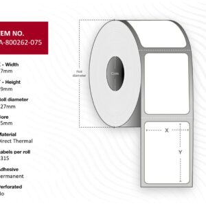 Label 57 x 19mm, Core 25mm,